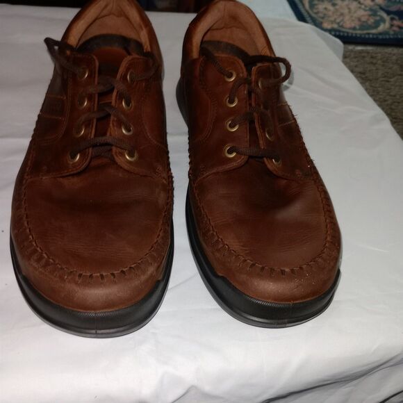 ECCO Oxford Shoes Men Size 46 EU US 13 Brown Leather Shock Point Anti Fungal - Picture 1 of 12